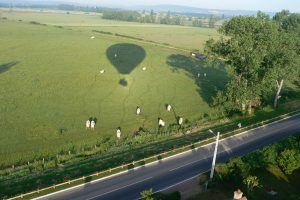 Brûleur de la montgolfière en action